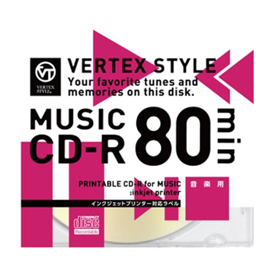 CD-R 音楽用 80分 1枚ケース ホワイトプリンタブル インクジェット対応 VERTEXヴァーテックス｜vt-store｜05