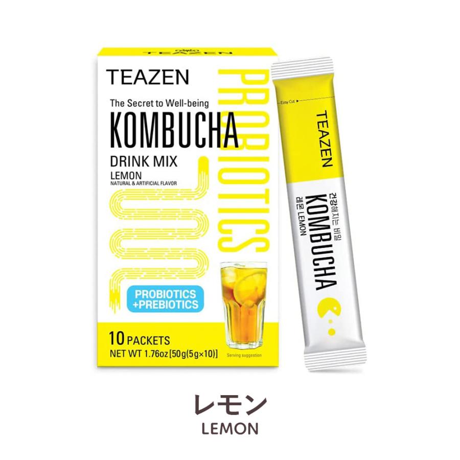 ティーゼン コンブチャ TEAZEN KOMBUCHA 選べる3箱セット 30包 レモン ベリー 柚子 ピーチ パイナップル 乳酸菌 発酵 お