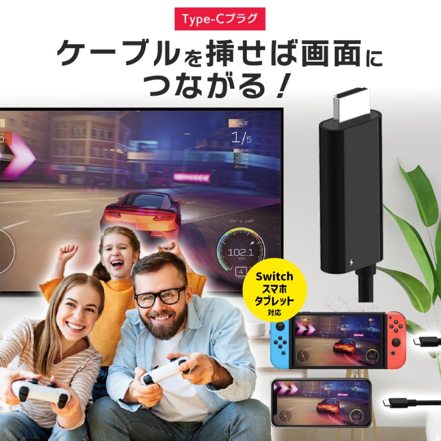 switch テレビ接続 ケーブル スマホ タブレット 有線接続 設定不要 Type-C 専用 ミラーリングケーブル V-MCS03 | VERTEX STYLE