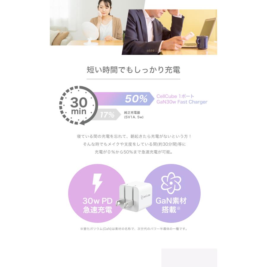 充電器 タイプC ACアダプタ 30w 急速充電器 iPhone iPad Android PSE認証 超ミニサイズUSB-C急速充電器 折りたたみ式 GaN pro搭載 CellCube | CellCube | 04