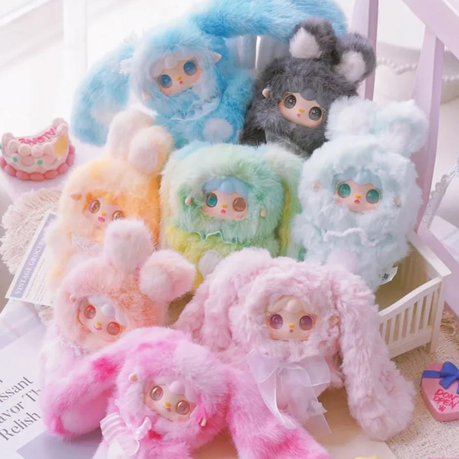 YOOKI Hopping Bunny ぬいぐるみ、キーホルダー、 1箱8個 ぬいぐるみキーホルダー 可愛い かわいい ふわふわ ブラインドボックス
