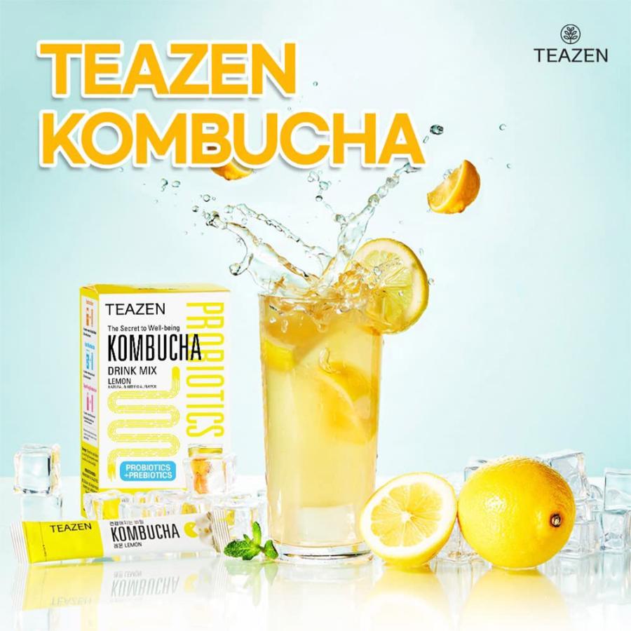 ティーゼン コンブチャ TEAZEN KOMBUCHA 選べる5箱セット 5箱 10包×5 レモン ベリー 柚子 ピーチ パイナップル 粉末 乳酸菌 韓国｜vt-web｜03