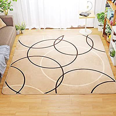 ラグ ラグマット 洗える カーペット 厚さ約10mm フランネルラグ 2畳 約185cm×185cm ベージュ サークル柄
