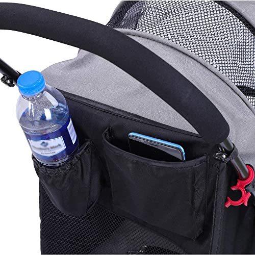 ROODOペット用ベビーカー 多機能ポータブル 3 輪ペットカート 折りたたみ ペット用バギー 耐荷重15Kg(グレー) 