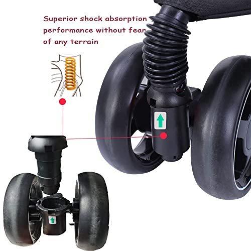 ROODOペット用ベビーカー 多機能ポータブル 3 輪ペットカート 折りたたみ ペット用バギー 耐荷重15Kg(グレー) 