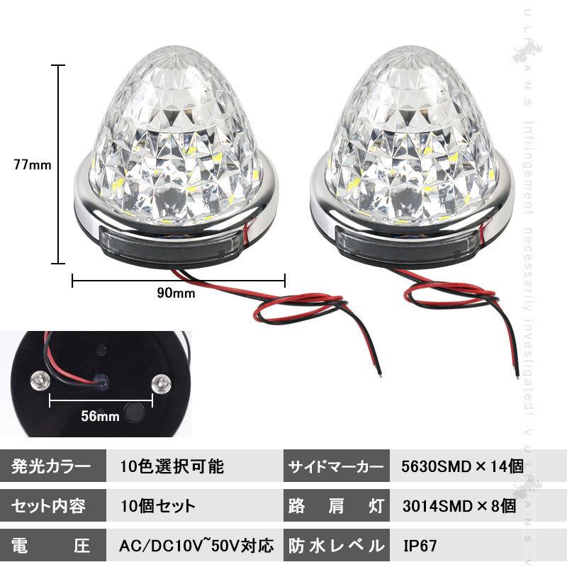 10個セット 令和2年改良品 丸型 トラック用 LEDサイドマーカー マーカーランプ 路肩灯機能付 10色選択可 バスマーカー トラックマーカー LEDマーカー 日野 日産｜vulcans｜02