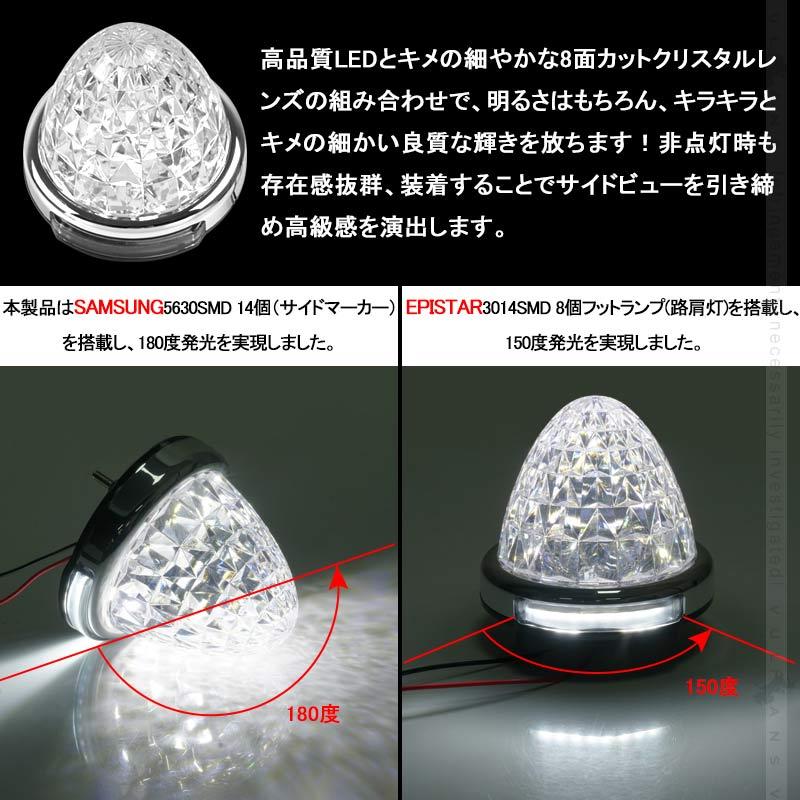 丸型 トラック用 LEDサイドマーカー マーカーランプ 路肩灯機能付 2個