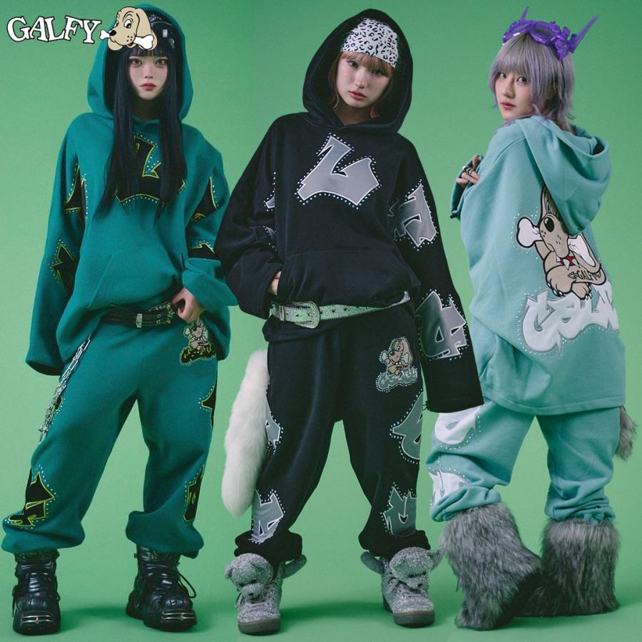 GALFY フード付きセットアップ GALFY ガルフィー ギャル男BIGロゴダブダブパーカー ギャル男BIG