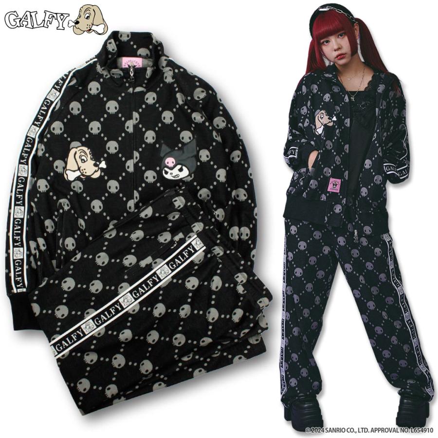 クロミ × ガルフィー コラボ ドクロだらけセットアップ KUROMI GALFY サンリオ SANRIO セットアップ SETUP 上下セット 闇系 闇属性 地雷系 24AW_4