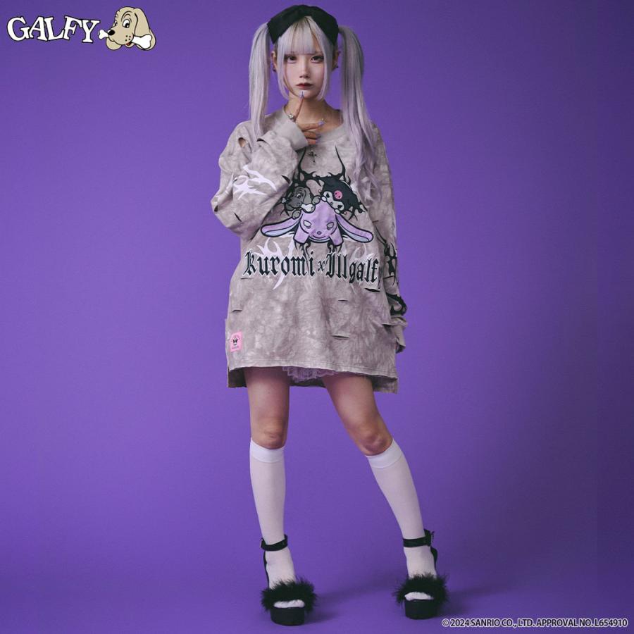KUROMI × GALFY クロミ イルガルフィー ムラ染め ロンT Lサイズ GALFY（ガルフィー） クロミ × コラボ イルガルフィームラ染めロンTee
