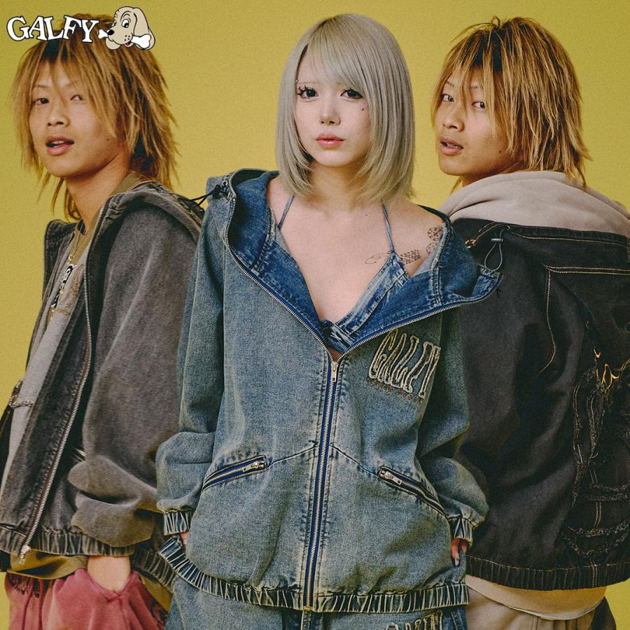 GALFY（ガルフィー） ぐるグニャデニムパーカー 153073 BLACK BLUE