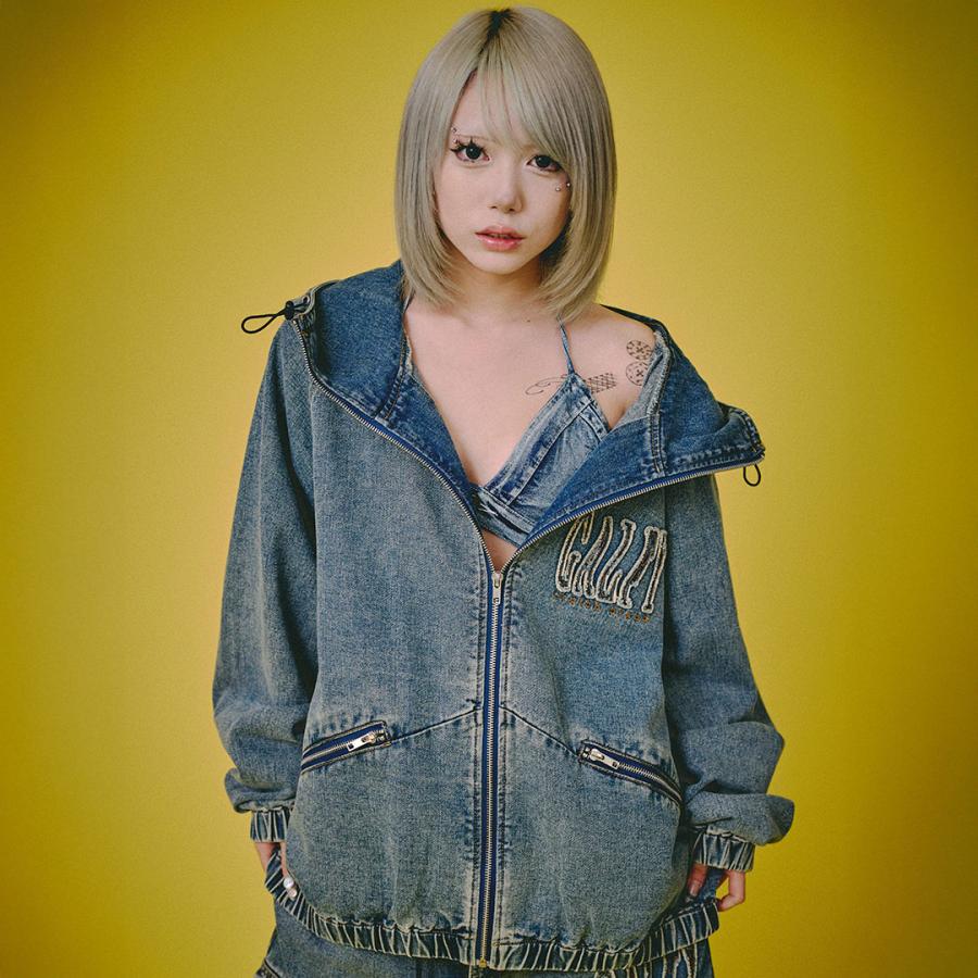 ガルフィー GALFY ぐるグニャデニムパーカー 153073 BLACK BLUE BROWN パーカー トレーナー デニム 秋冬 ギャル ヤンキー 25AW_6