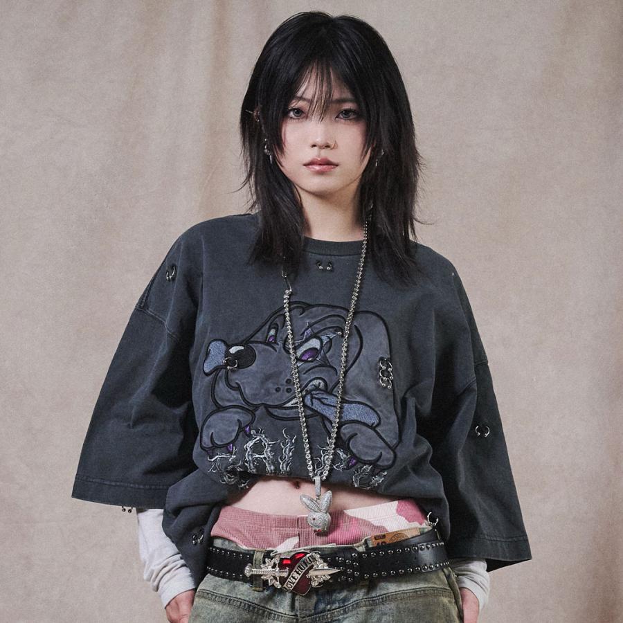 GALFY ガルフィー バチバチピアスTee 中型犬 スミクロ GALFY（ガルフィー） バチバチ ピアス Tee 162028 Tシャツ 半袖 犬 DOG