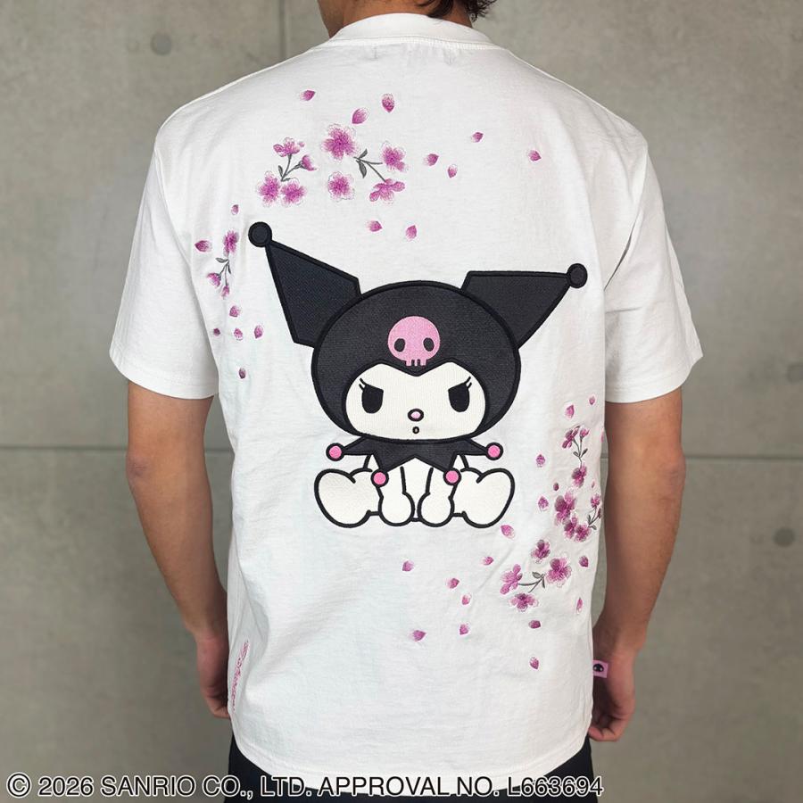 絡繰魂 × クロミコラボ 半袖Tシャツ 桜 ドクロ 262090 KUROMI サンリオ