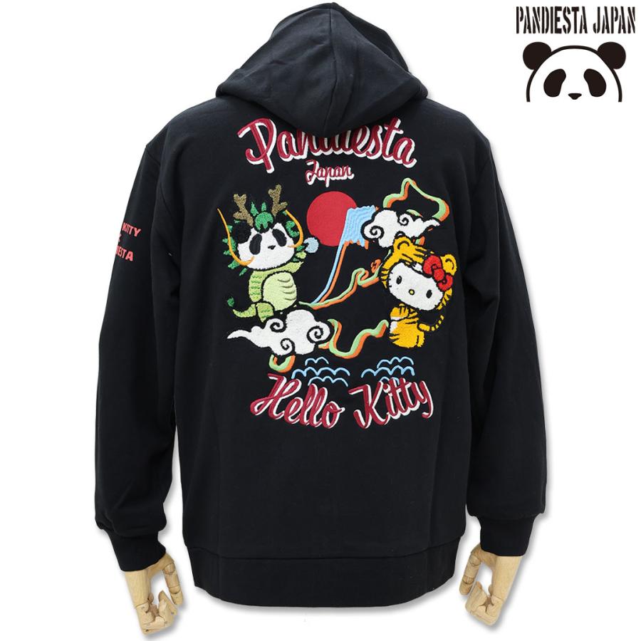 PANDIESTA Hello Kitty パーカー ブラック Hello Kitty×Pandiesta 風雷神フルジップパーカー PANDIESTA JAPAN
