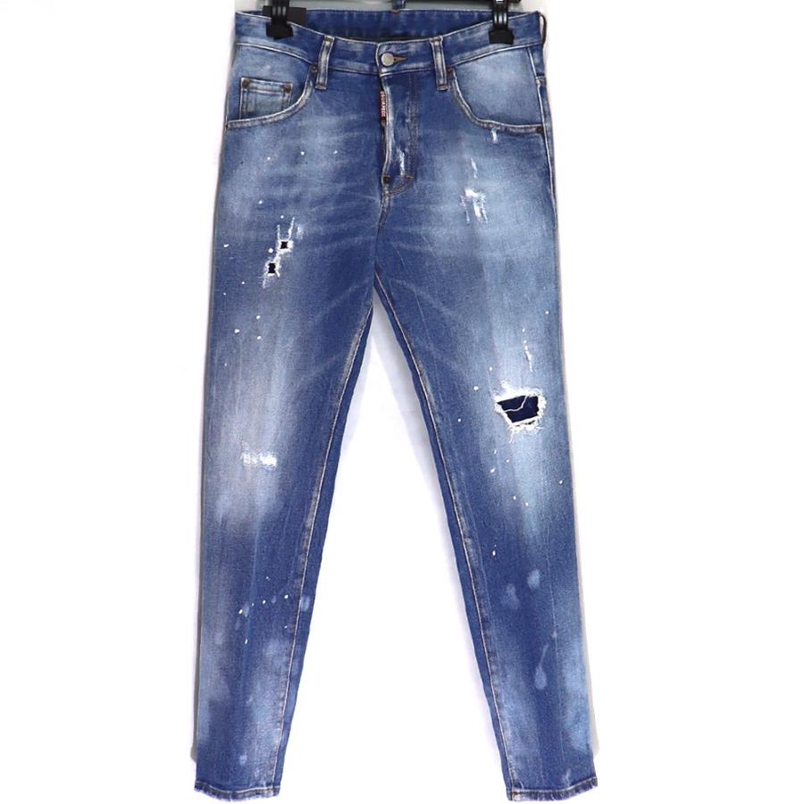 白木/黒塗り DSQUARED2 DSQUARED2 Light Blue Holes Wash Skater Jean