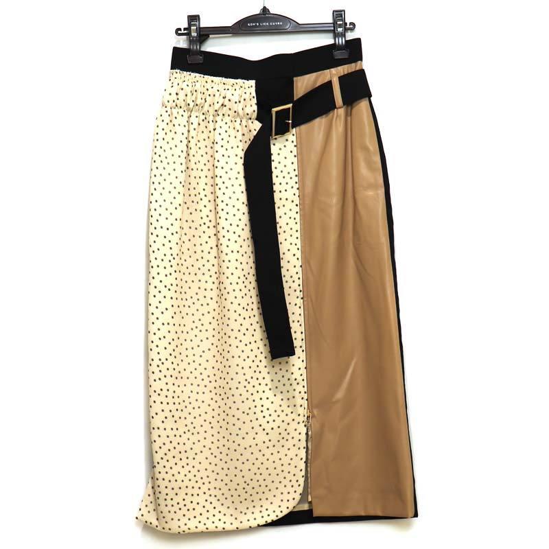 AKIKOAOKI Lap middle skirt-01 アキコアオキ ドット シルク シフォン 