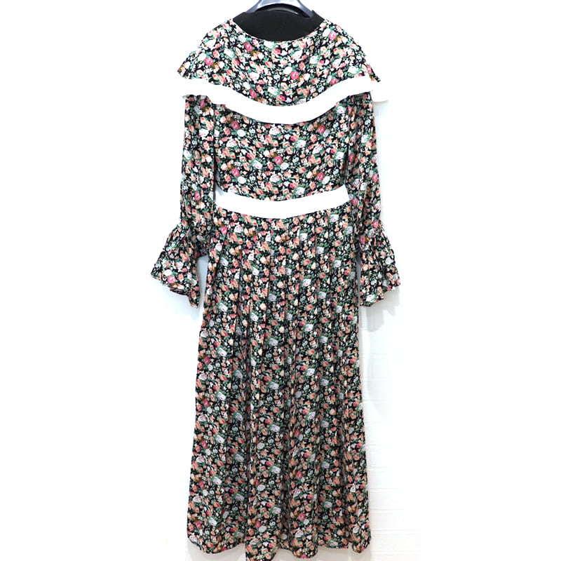 美品SisterJaneビックレースカラー花柄プリーツ長めマキシワンピ