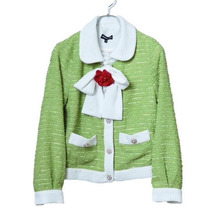 22SS sister jane Marina Tweed Jacket シスタージェーン フロント リボン ツイード ジャケット ブルゾン S  グリーン 25SJ03JK097GRN :1-110-2212-403-04-1:W-CLASS - 通販 - Yahoo!ショッピング
