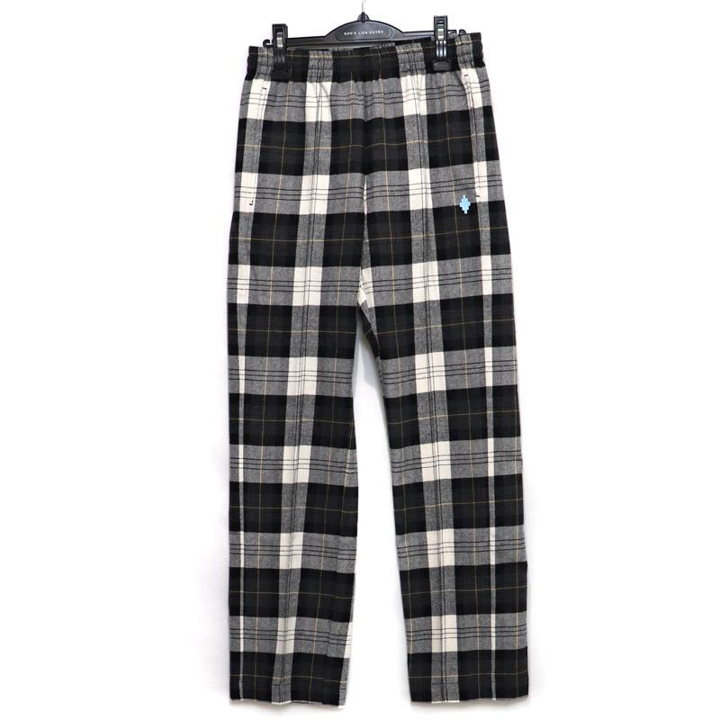 MARCELO BURLON CROSS CHECK LOOSE PANTS マルセロバーロン メンズ ボトムス チェック ルーズ パンツ S ブラック ホワイト｜w-class