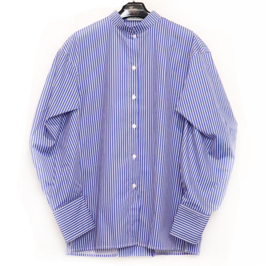 DELADADE SHIRT WITH PUFFY SLEEVE デラダ ユニセックス メンズ レディース トップス ストライプ柄 ボトルネック 長袖 シャツ XS S