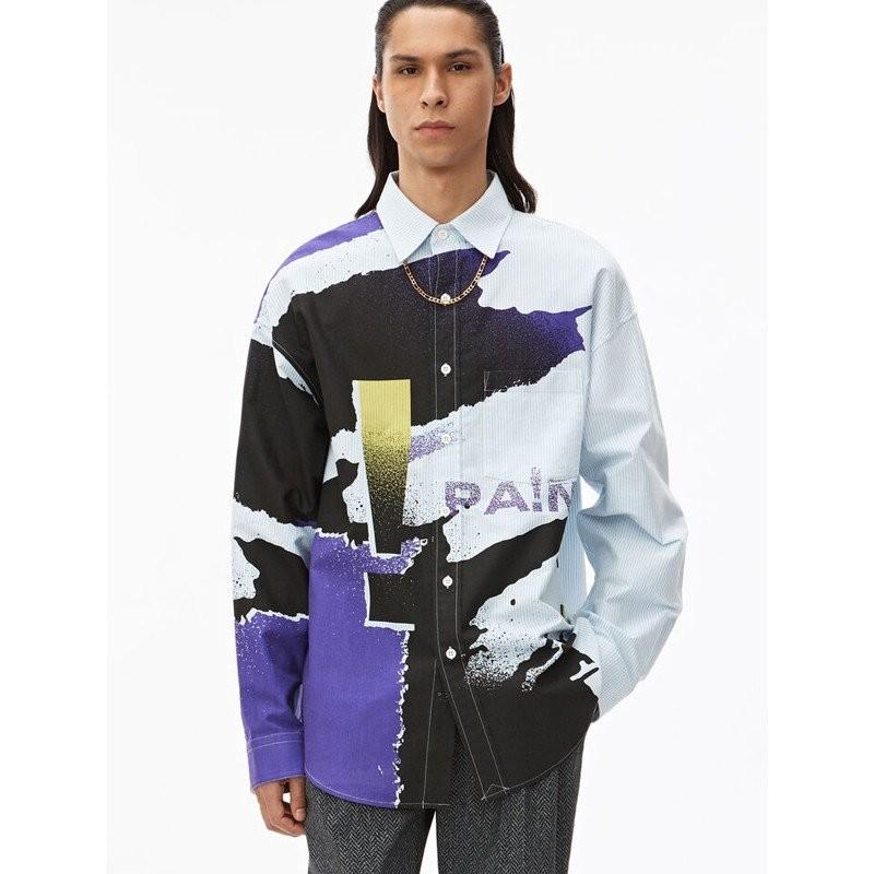 19aw Alexander Wang Oversize Striped Oxford Shirting Shirt アレキサンダーワン メンズ オーバーサイズ プリント 長袖 シャツ M L W Class 通販 Paypayモール