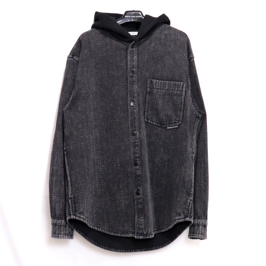 ALEXANDER WANG AW CHEVRON DENIM BUTTON DOWN SHIRT WITH LOGO 