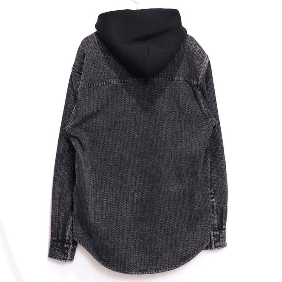 ALEXANDER WANG AW CHEVRON DENIM BUTTON DOWN SHIRT WITH LOGO 
