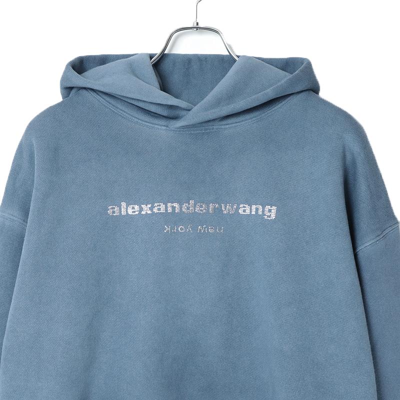 22SS alexanderwang HOTFIX LOGO HOODIE IN CONDENSED FLEECE 