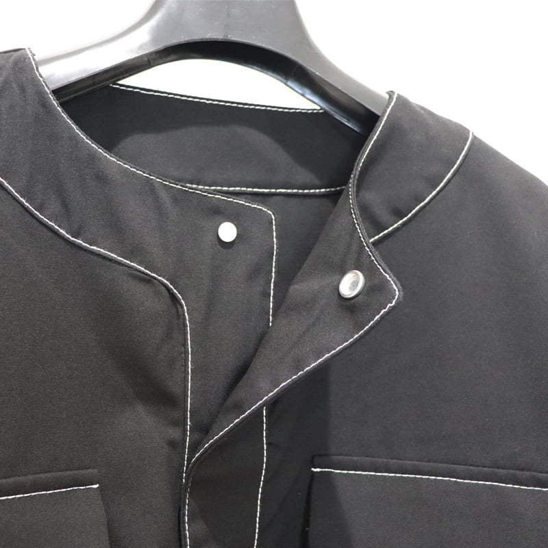 SUNNEI SHIRT W/POCKETS DARK BLUE スンネイ メンズ トップス ポケット ノーカラー シャツ M L ブラック SNF1XS02AP｜w-class｜03