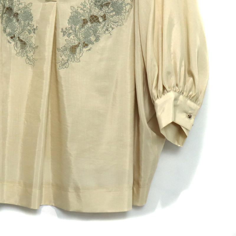 PONTI LATTICE PATTERN COMBINATION DRESS SHIRT ポンティ レディース 