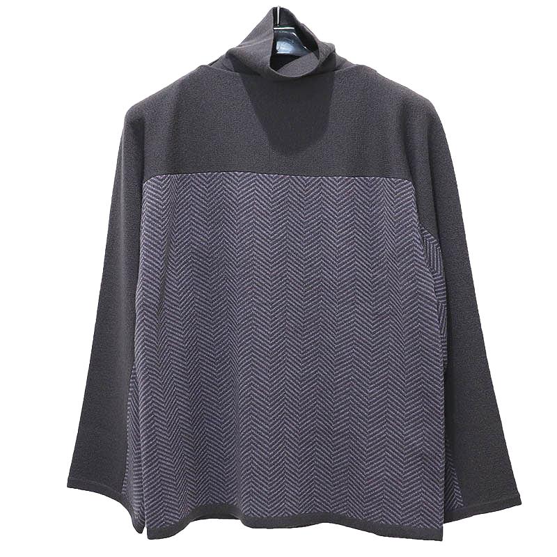 QUWAGI Herringbone Knit クワギ レディース トップス ヘリンボーン柄 ハイネック ウール ニット セーター 38