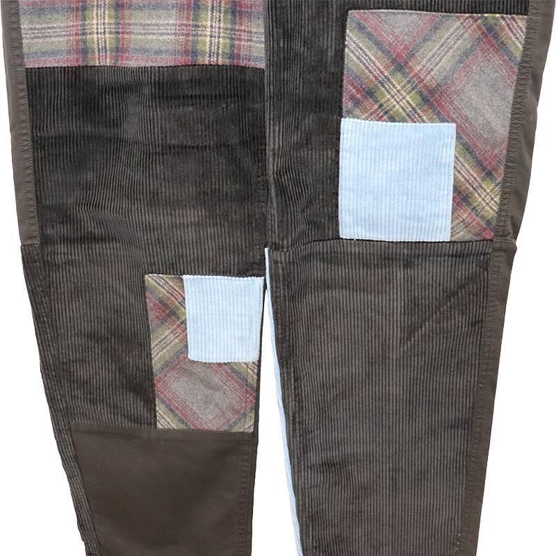 JW ANDERSON CROPPED PATCHWORK FAIGUE TROUSERS ジェイダブリューアンダーソン メンズ ボトムス ウール チェック コーデュロイ 切替 パンツ 48 ネイビー｜w-class｜04