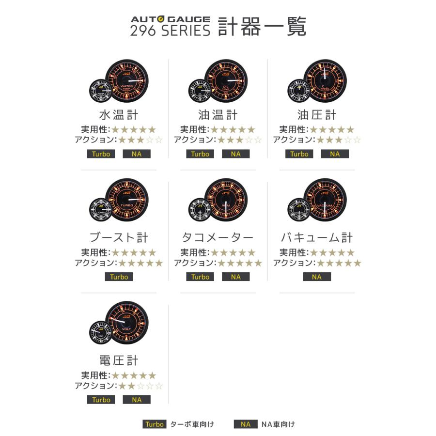 油温計 オートゲージ 52mm 車 高性能ステッピングモーター クリアレンズ 後付け 2色LEDバックライト ホワイト アンバー 296シリーズ AUTOGAUGE | AUTO GAUGE | 12