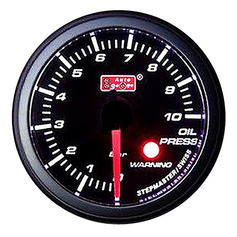 Autogauge オートゲージ Smシリーズ 大幅値下げランキング 黒 油圧計 メーター径60mm スイス製ステップモーター 後付け スモークフェイス ホワイトled 追加メーター 車