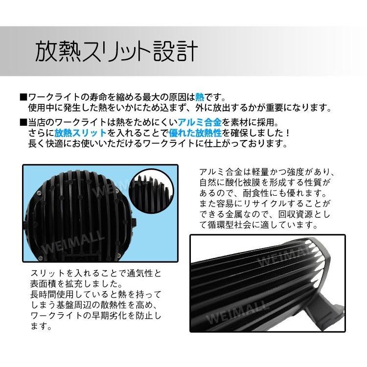 LEDワークライト LED作業灯 作業用 ライト 外灯 35W 6000K 防水 角型 広角 汎用 防水 自動車 重機 船舶 フォグランプ サーチライト 10個セット WEIMALL｜w-class｜03