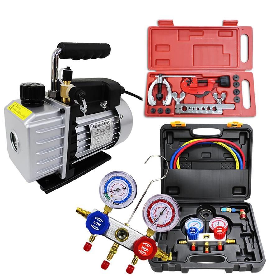 エアコンガスチャージ ガス補充 真空ポンプ フレアリングツール 3点セット R134a R12 R22 R502 対応冷媒 缶切付き W Class 通販 Paypayモール