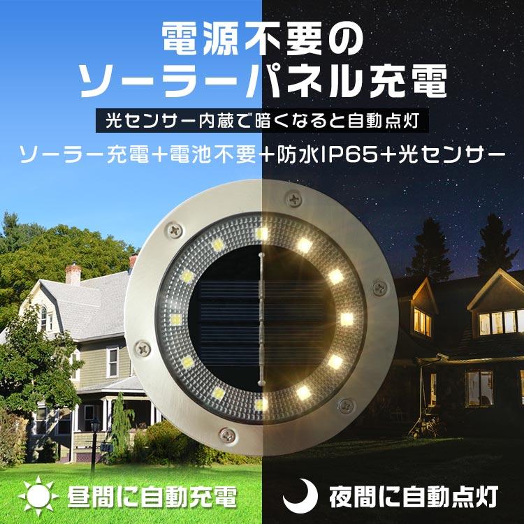 LEDソーラーライト  防水 ガーデンライト 屋外 埋込 置き型 8個セット 誘導灯 太陽光充電 昼光色 電球色 おしゃれ 外構 エントランス 庭 芝生 WEIMALL｜w-class｜06