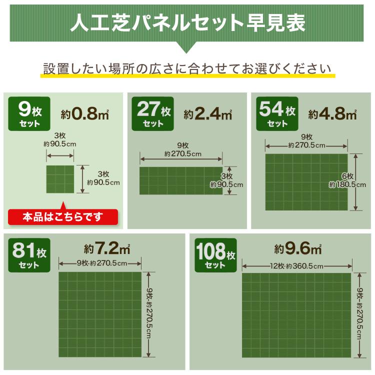 リアル人工芝パネル 9枚セット 30×30cm ジョイント式 簡単施行 高耐久 自由にカット可能 タイル ガーデニング DIY WEIMALL | WEIMALL | 09