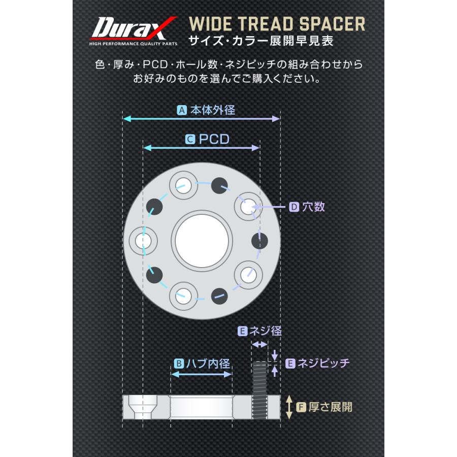 Durax ワイドトレッドスペーサー ワイトレ スペーサー ホイールスペーサー厚さ 30mm  2枚セット ワイトレ ツライチ仕様に 選べる2色 シルバー 銀 ブラック 黒 | Durax | 12