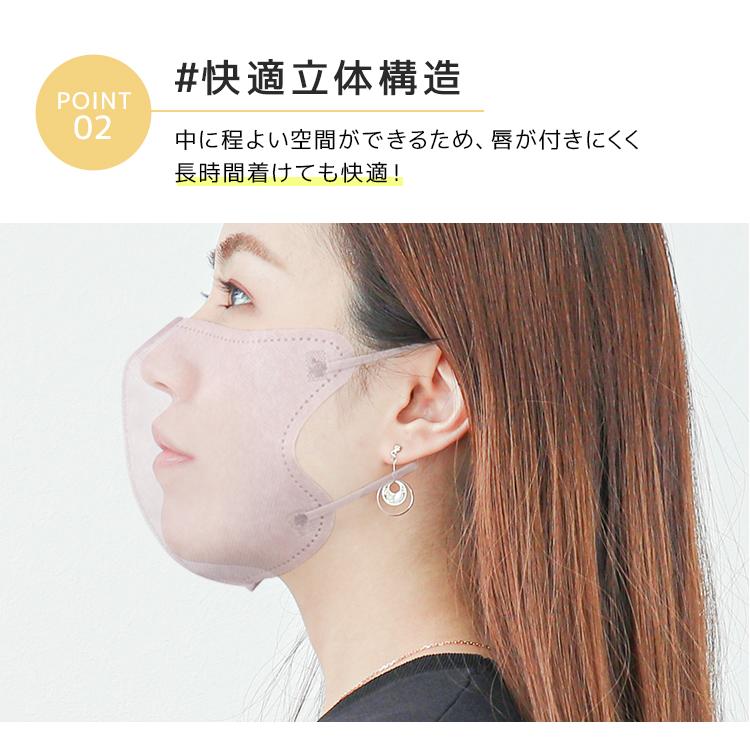 マスク 不織布 立体 両面同色 ノーマル 3D 立体マスク 3層構造 小顔  血色カラー ライラックアッシュ ホワイト WEIMALL | WEIMALL | 06