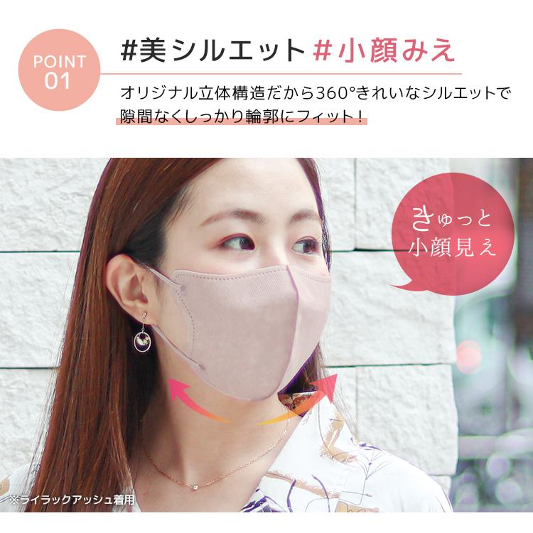マスク 不織布 立体 両面同色 ノーマル 3D 立体マスク 3層構造 小顔  血色カラー ライラックアッシュ ホワイト WEIMALL | WEIMALL | 05