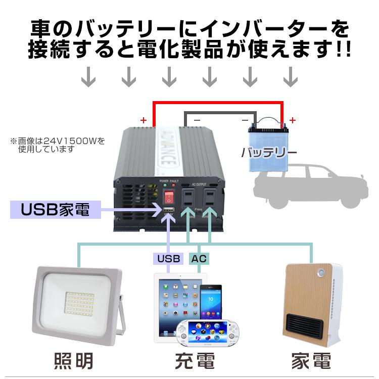 驚きの価格 DC ACインバーター バッテリー 60Hz 車中泊 トラック 100V