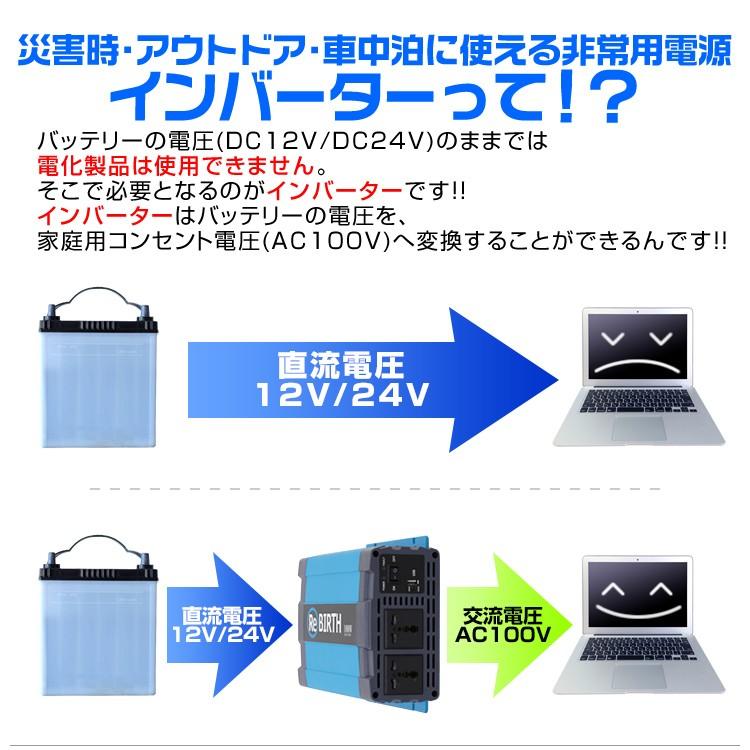 正弦波インバーター バッテリー ポータブル電源 防災 非常用電源 車中泊 アウトドア 12v 定格1500W DC12V / AC100V  50Hz/60Hz切替可能 USBポート付 WEIMALL | WEIMALL | 05