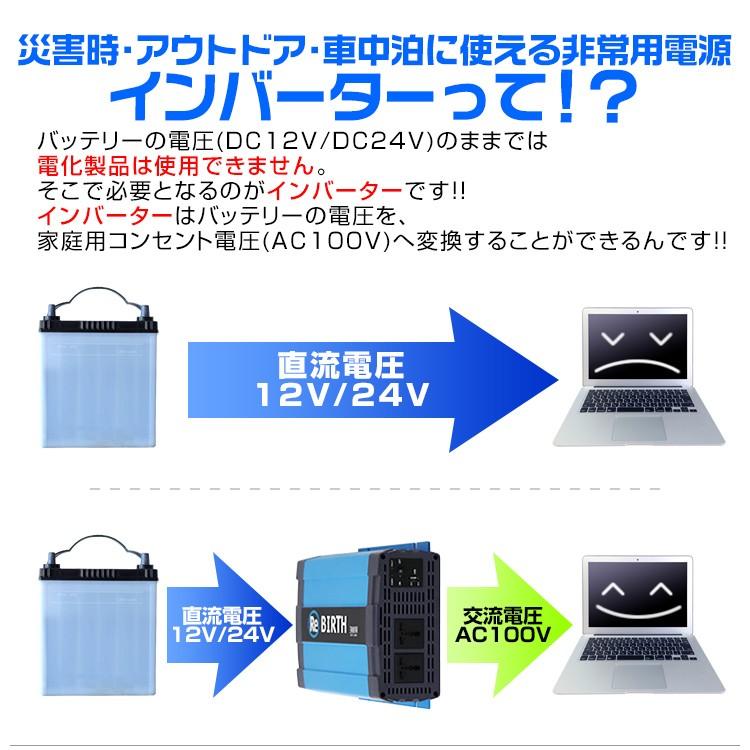 正弦波インバーター バッテリー ポータブル電源 防災 非常用電源 車中泊 アウトドア 24V 定格3000W DC24V / AC100V  50Hz/60Hz切替可能 USBポート付 | WEIMALL | 05