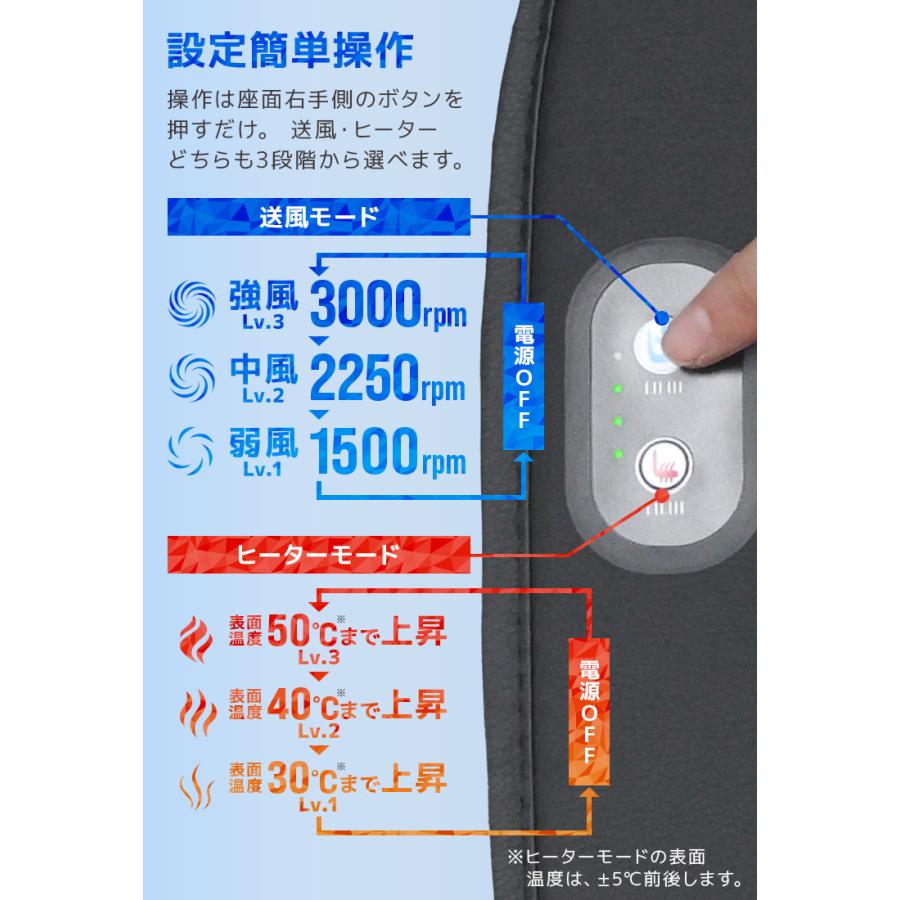 シートヒーター クールシート 車用シートカバー 送風 ヒーター搭載 ホット 快適 速暖 涼風 温度調整3段階 メッシュ通気性 クッション 簡単取付 | WEIMALL | 11