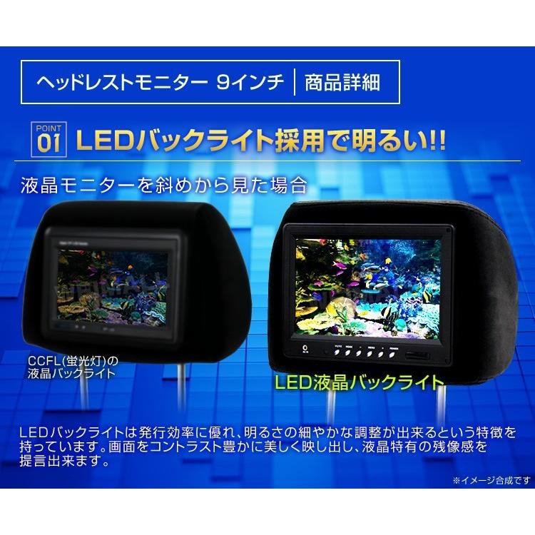 ヘッドレストモニター 9インチ 後部座席 地デジ ワンセグ フルセグ 12v 高画質 左右2個 車内映像 モニター W Class 通販 Paypayモール