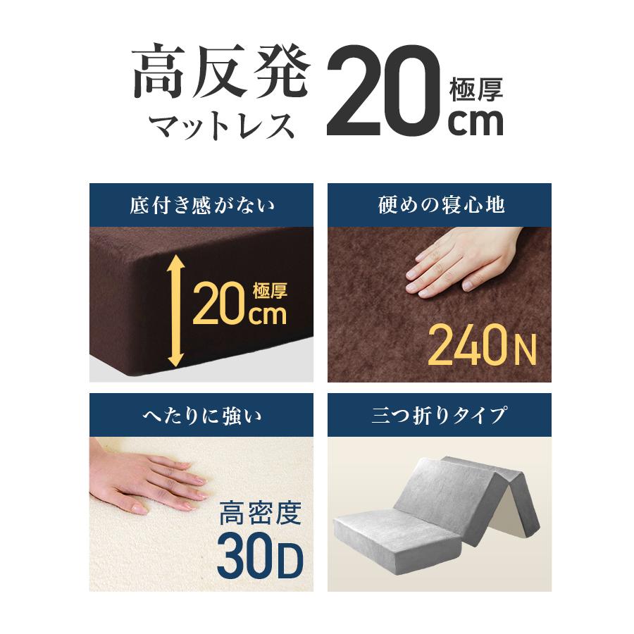 マットレス ダブル 三つ折り 高反発 極厚20cm 240N 30D 腰痛対策 折りたたみ 高反発マットレス ベッドマットレス マットレストッパー シングルマットレス | WEIMALL | 06