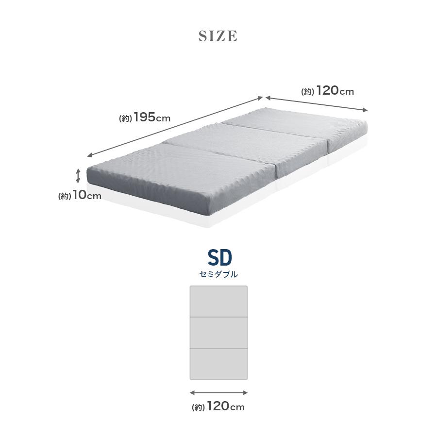 マットレス セミダブル 三つ折り 高反発 プロファイル加工 プロファイルマットレス 極厚10cm ベッドマットレス 洗えるカバー 腰痛 体圧分散 シングルマットレス | WEIMALL | 25