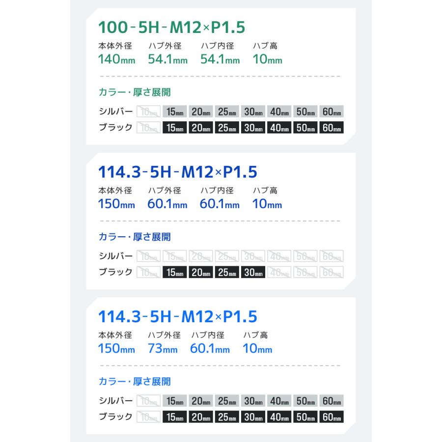 Durax ワイドトレッドスペーサー ワイトレ スペーサー 25mm シルバー 銀 114.3-5H-P1.5 73mm ハブ一体型 5穴 トヨタ 2枚セットハブ付き ハブリング WEIMALL｜w-class｜13